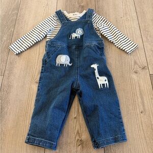 Blue Denim Kids Overalls with Animal Patches